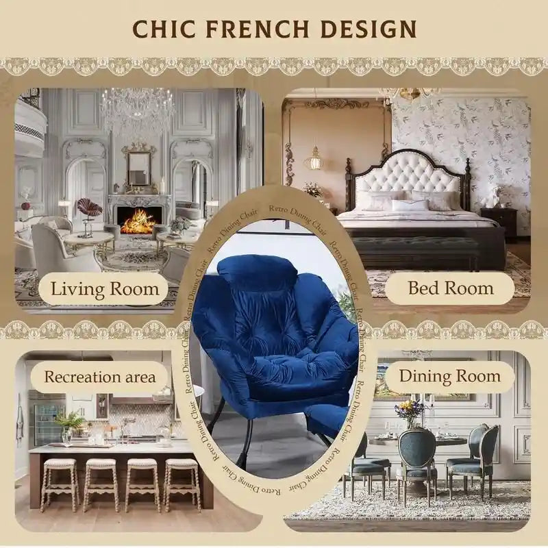 Chaise longue capitonnée en coton épais avec pouf pliant