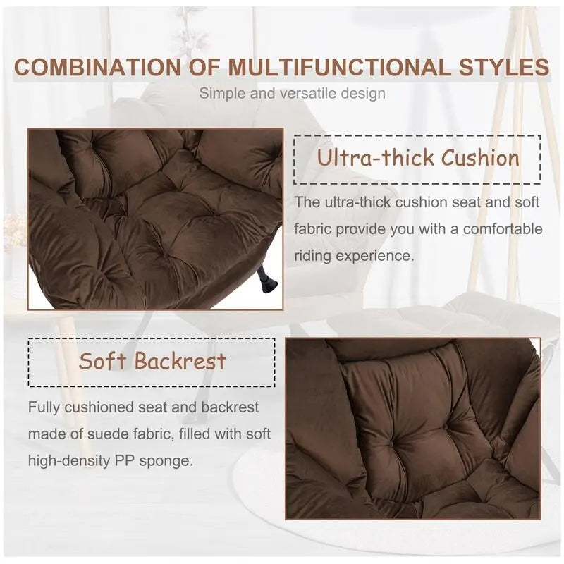 Chaise longue capitonnée en coton épais avec pouf pliant
