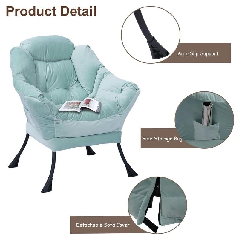 Chaise longue capitonnée en coton épais avec pouf pliant