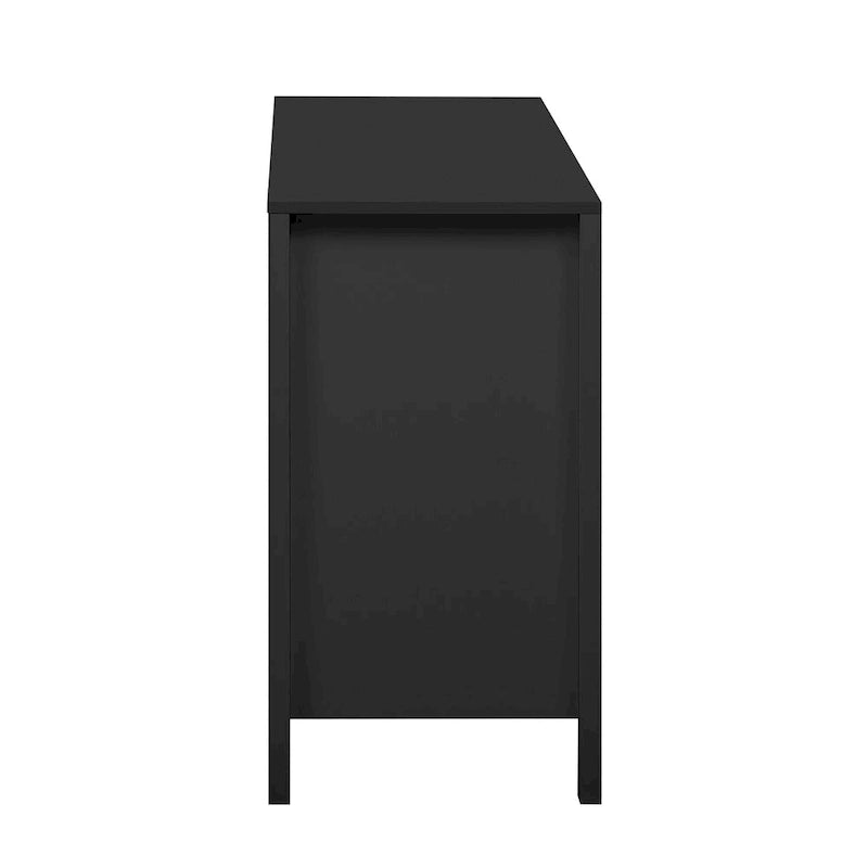 Meuble d'entrée avec motif ondulé - 3 étagères réglables, 3 tiroirs et portes à fermeture douce, console de rangement avec poignées métalliques