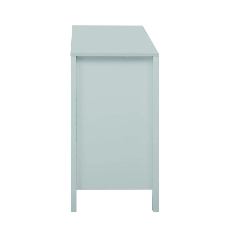 Meuble d'entrée avec motif ondulé - 3 étagères réglables, 3 tiroirs et portes à fermeture douce, console de rangement avec poignées métalliques