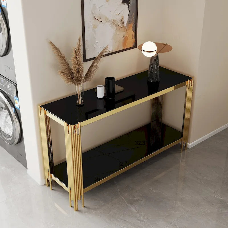 Console double plateau en verre trempé sophistiquée