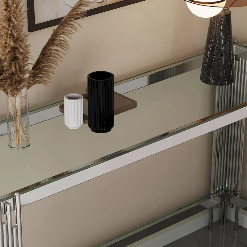 Console double plateau en verre trempé sophistiquée