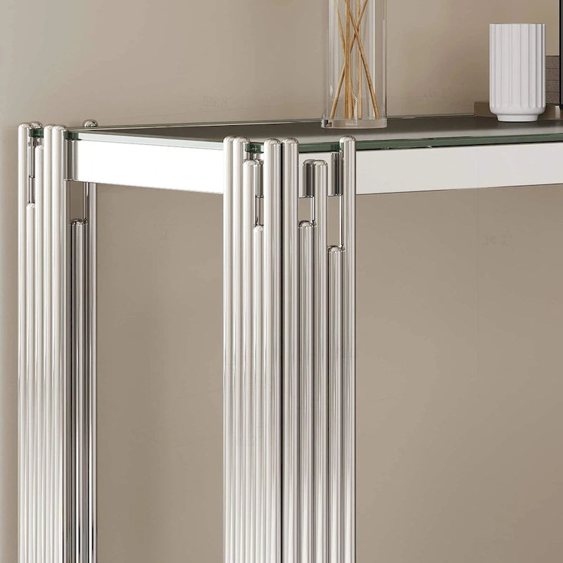 Console double plateau en verre trempé sophistiquée