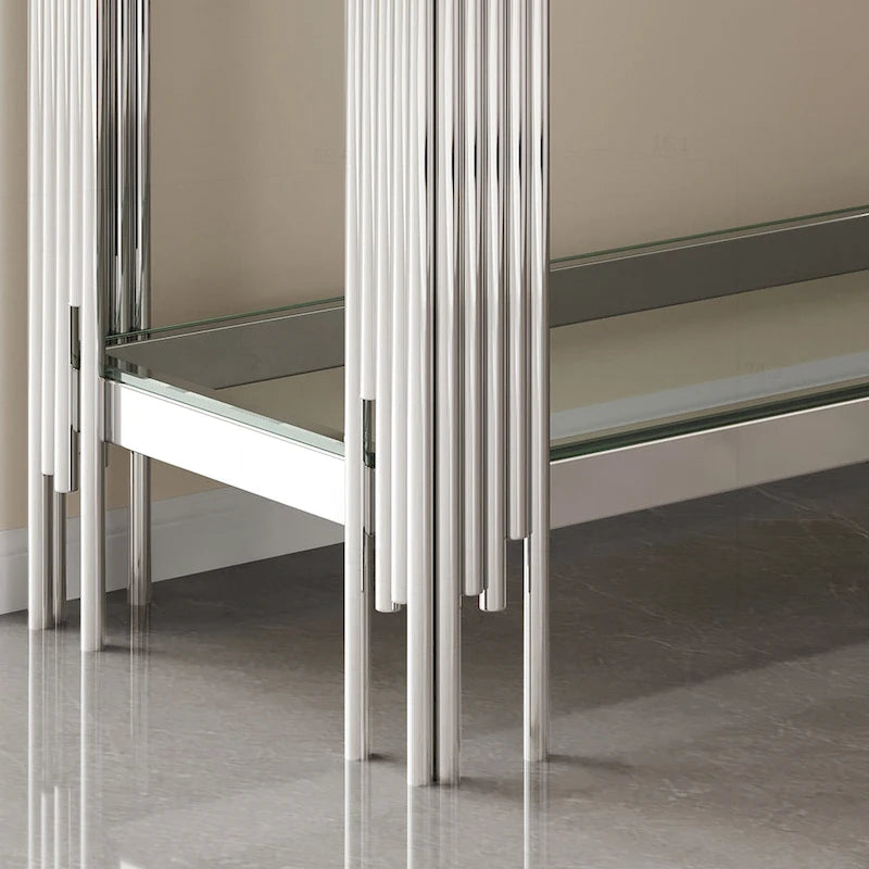 Console double plateau en verre trempé sophistiquée