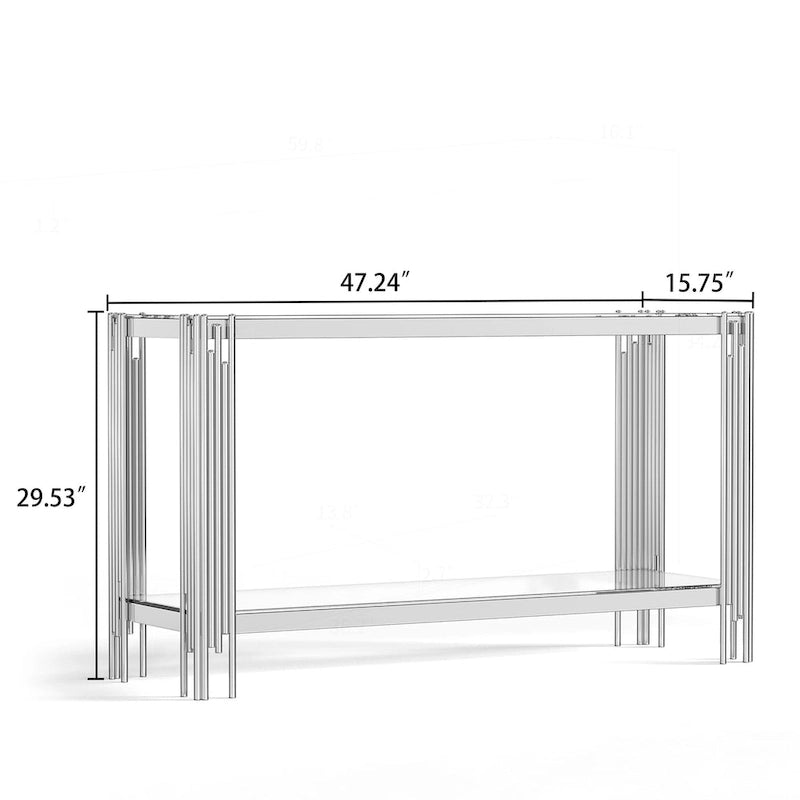 Console double plateau en verre trempé sophistiquée