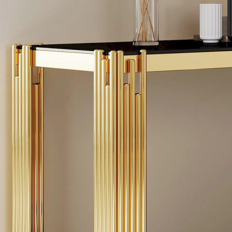 Console double plateau en verre trempé sophistiquée