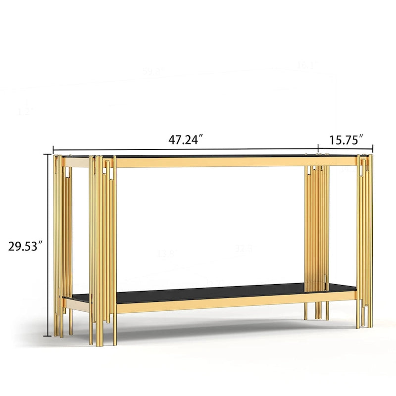Console double plateau en verre trempé sophistiquée