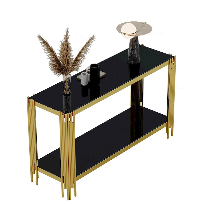 Console double plateau en verre trempé sophistiquée