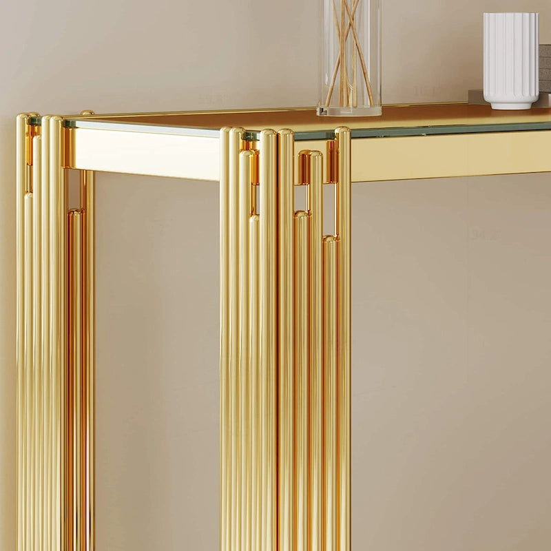 Console double plateau en verre trempé sophistiquée