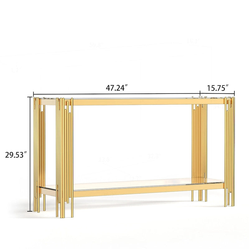 Console double plateau en verre trempé sophistiquée