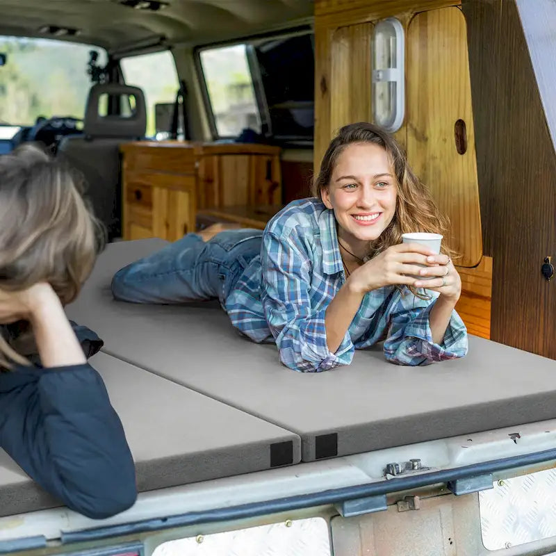 Matelas de camping en mousse à mémoire de forme avec base antidérapante Sac de voyage - Voir les détails