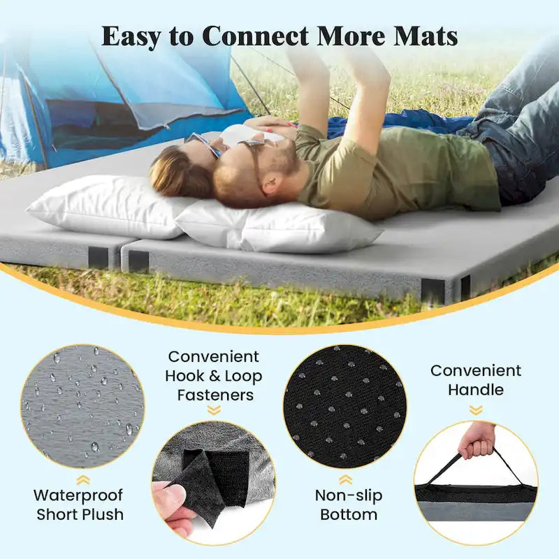 Matelas de camping en mousse à mémoire de forme avec base antidérapante Sac de voyage - Voir les détails