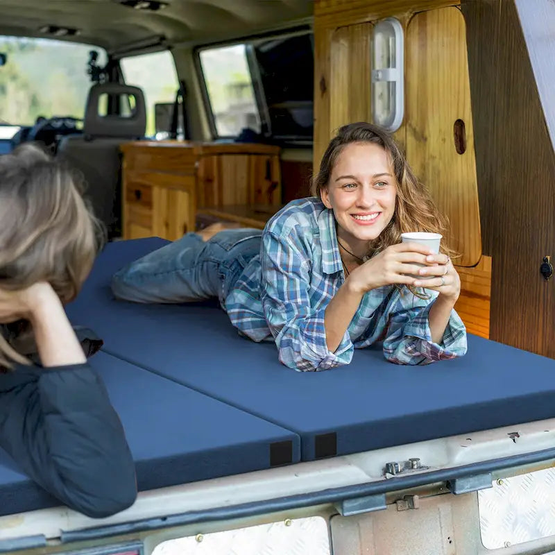 Matelas de camping en mousse à mémoire de forme avec base antidérapante Sac de voyage - Voir les détails