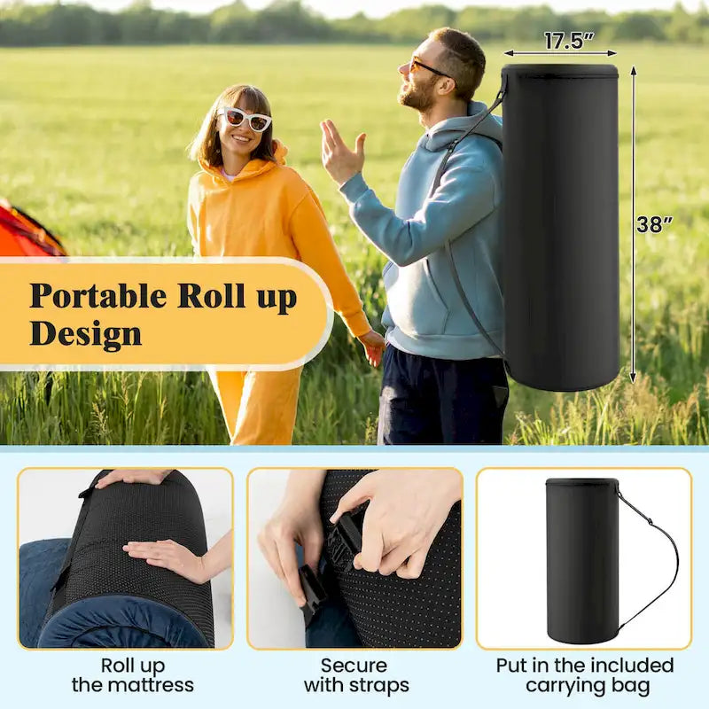 Matelas de camping en mousse à mémoire de forme avec base antidérapante Sac de voyage - Voir les détails