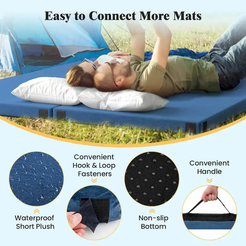 Matelas de camping en mousse à mémoire de forme avec base antidérapante Sac de voyage - Voir les détails