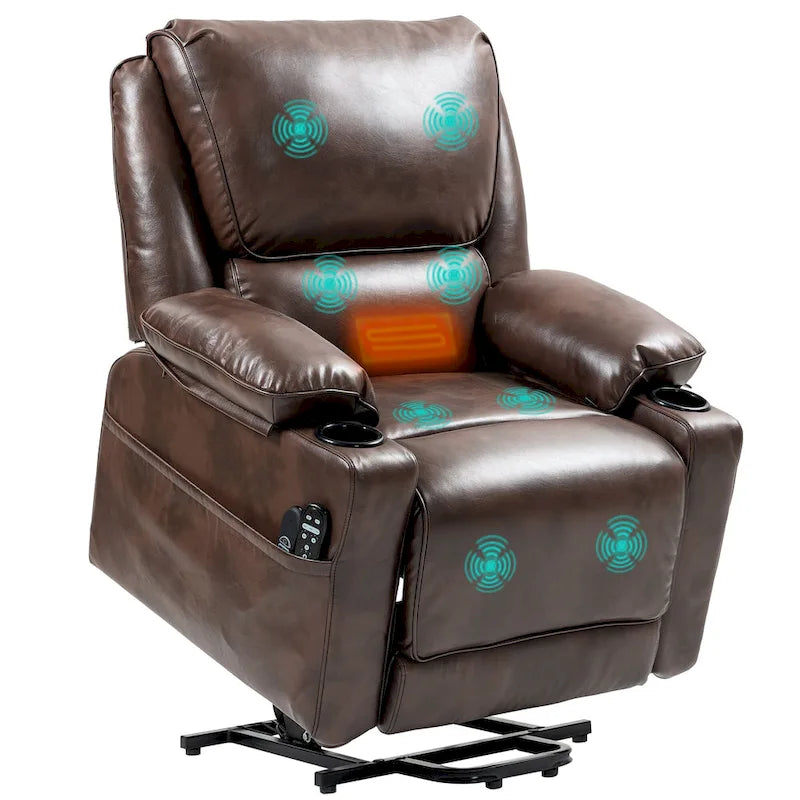 Fauteuil inclinable releveur électrique avec massage vibrant et chauffage, fauteuil inclinable surdimensionné avec télécommande