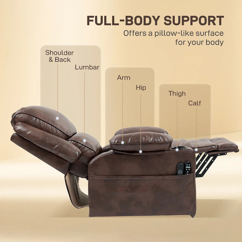 Fauteuil inclinable releveur électrique avec massage vibrant et chauffage, fauteuil inclinable surdimensionné avec télécommande