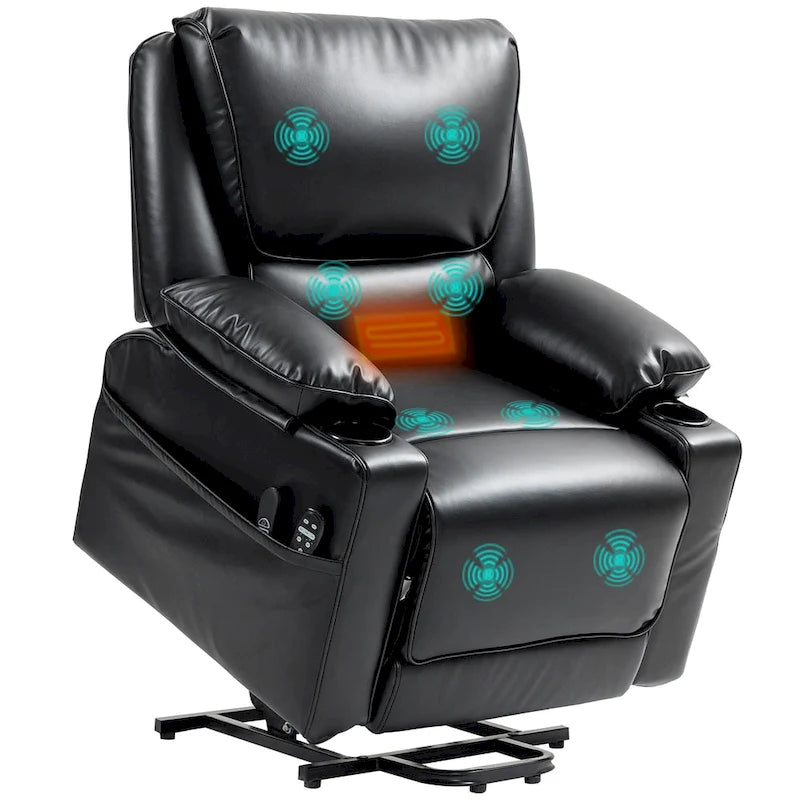 Fauteuil inclinable releveur électrique avec massage vibrant et chauffage, fauteuil inclinable surdimensionné avec télécommande