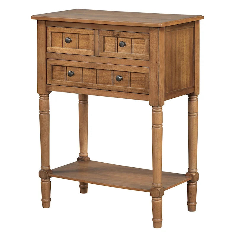 Console classique de 23,7 pouces avec trois tiroirs de rangement et une étagère inférieure