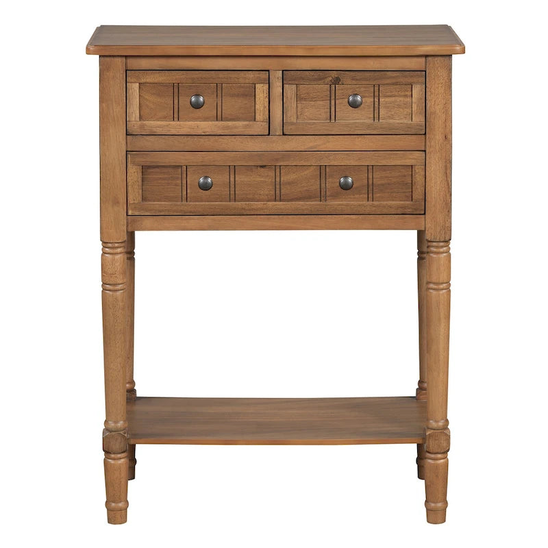 Console classique de 23,7 pouces avec trois tiroirs de rangement et une étagère inférieure