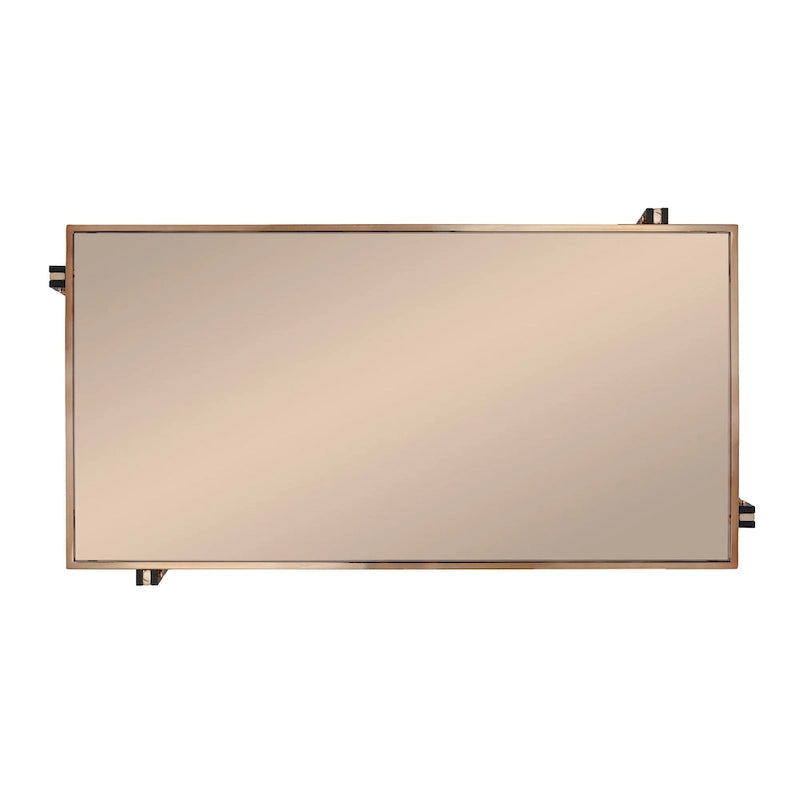 Table basse en métal couleur champagne avec plateau miroir fumé