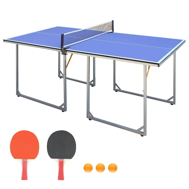 Table de tennis de table taille moyenne 6 pieds, pliable et portable, avec filet, pour jeux intérieurs et extérieurs