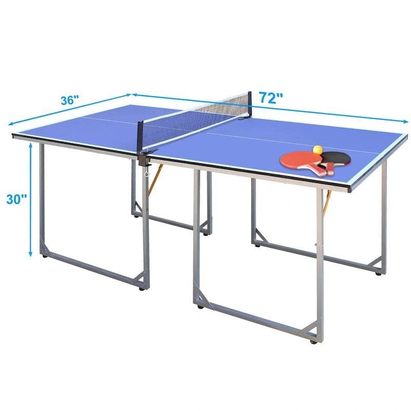 Table de tennis de table taille moyenne 6 pieds, pliable et portable, avec filet, pour jeux intérieurs et extérieurs