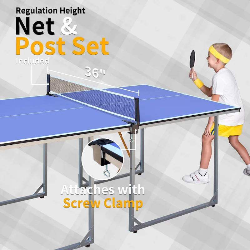 Table de tennis de table taille moyenne 6 pieds, pliable et portable, avec filet, pour jeux intérieurs et extérieurs