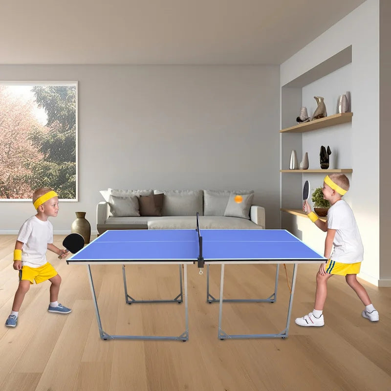 Table de tennis de table taille moyenne 6 pieds, pliable et portable, avec filet, pour jeux intérieurs et extérieurs