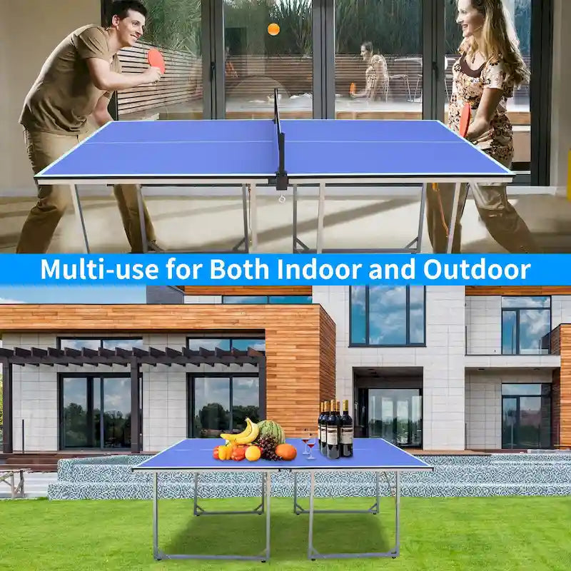 Table de tennis de table taille moyenne 6 pieds, pliable et portable, avec filet, pour jeux intérieurs et extérieurs