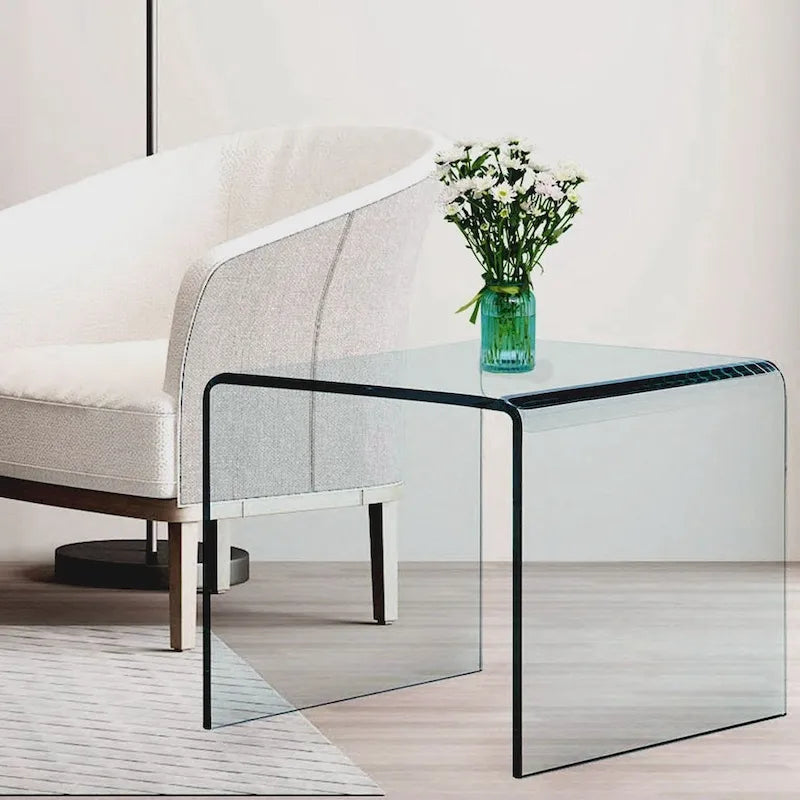 Console en Verre, Table Console en Verre Trempé Transparent