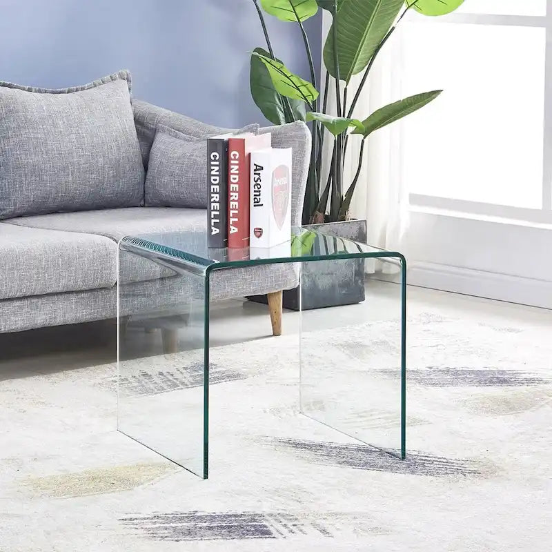 Console en Verre, Table Console en Verre Trempé Transparent