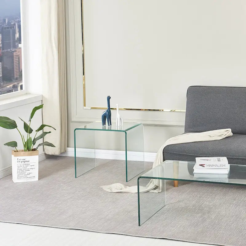 Console en Verre, Table Console en Verre Trempé Transparent