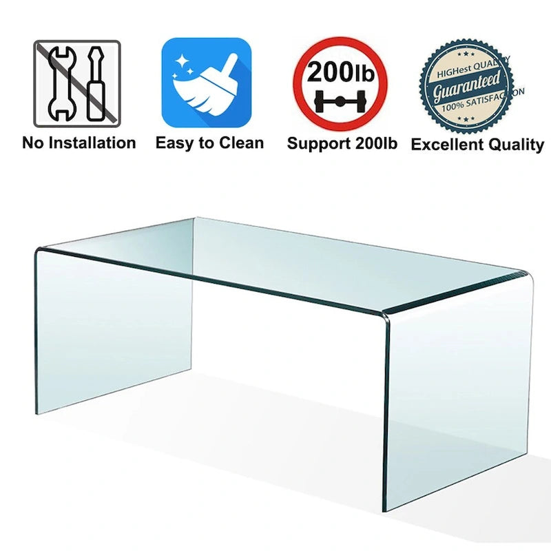 Console en Verre, Table Console en Verre Trempé Transparent