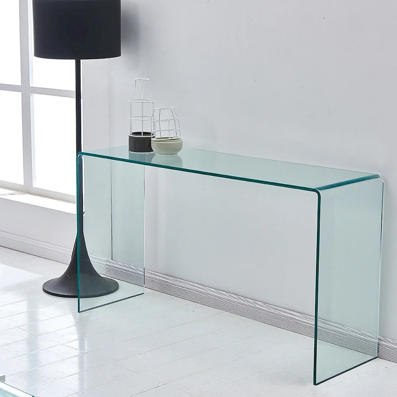 Console en Verre, Table Console en Verre Trempé Transparent