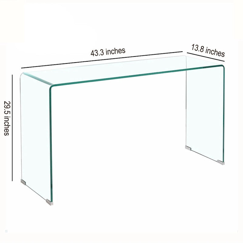 Console en Verre, Table Console en Verre Trempé Transparent