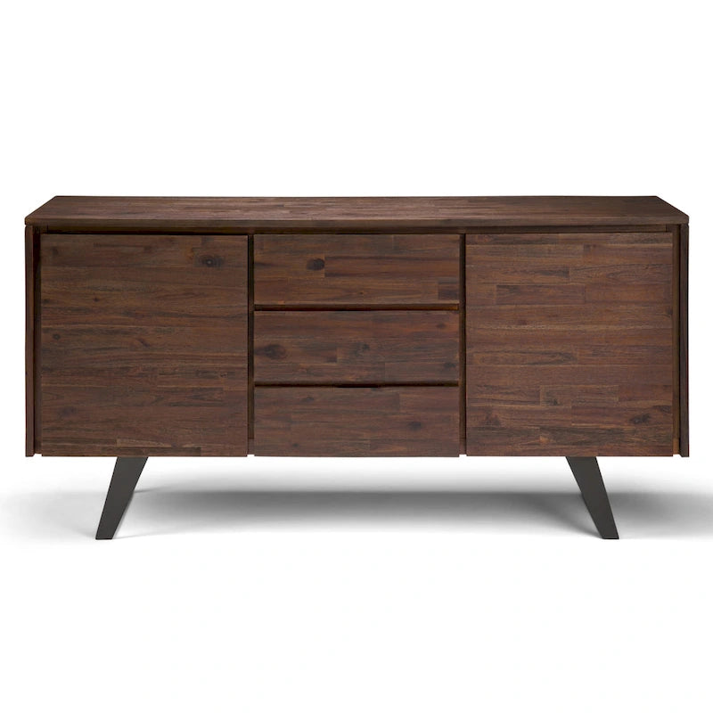 Bahut rectangulaire moderne industriel en MÉTAL de 60 pouces de large en BOIS DE CHÊNE - 60 x 17 x 30