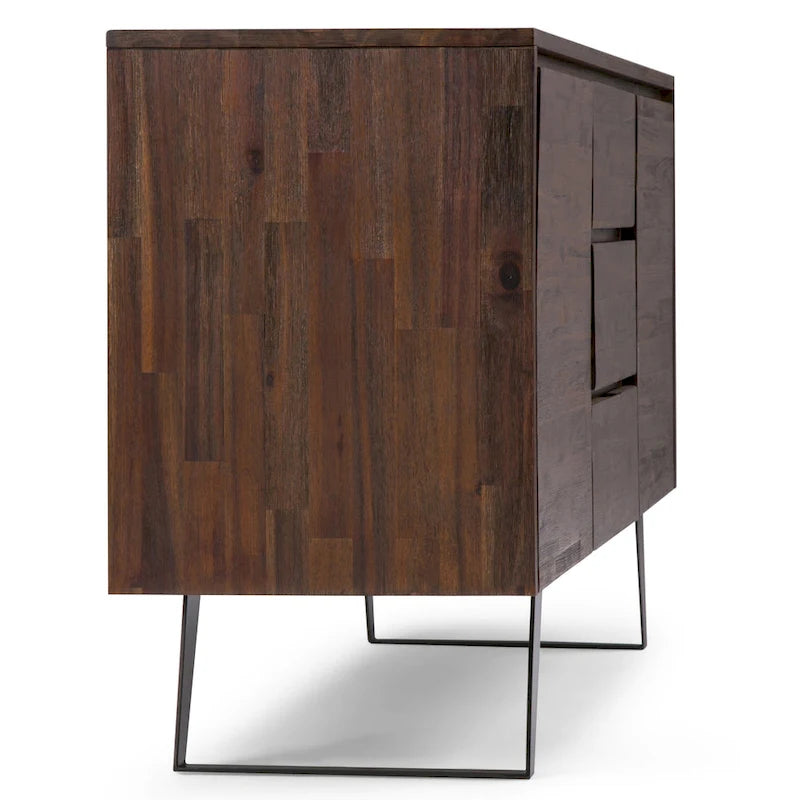 Bahut rectangulaire moderne industriel en MÉTAL de 60 pouces de large en BOIS DE CHÊNE - 60 x 17 x 30