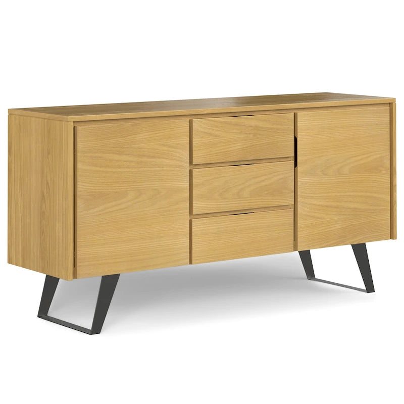 Bahut rectangulaire moderne industriel en MÉTAL de 60 pouces de large en BOIS DE CHÊNE - 60 x 17 x 30