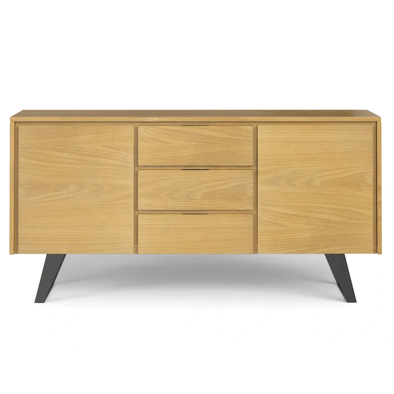 Bahut rectangulaire moderne industriel en MÉTAL de 60 pouces de large en BOIS DE CHÊNE - 60 x 17 x 30