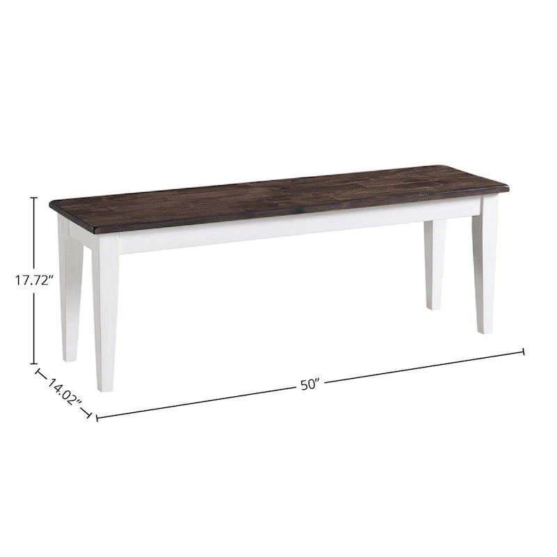 Banc sans dossier Kona gris et blanc avec assise en bois