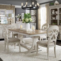 Blanc antique avec table à tréteaux Châtaignier