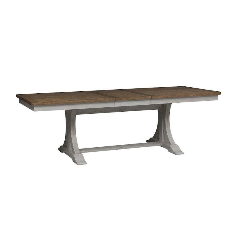 Blanc antique avec table à tréteaux Châtaignier