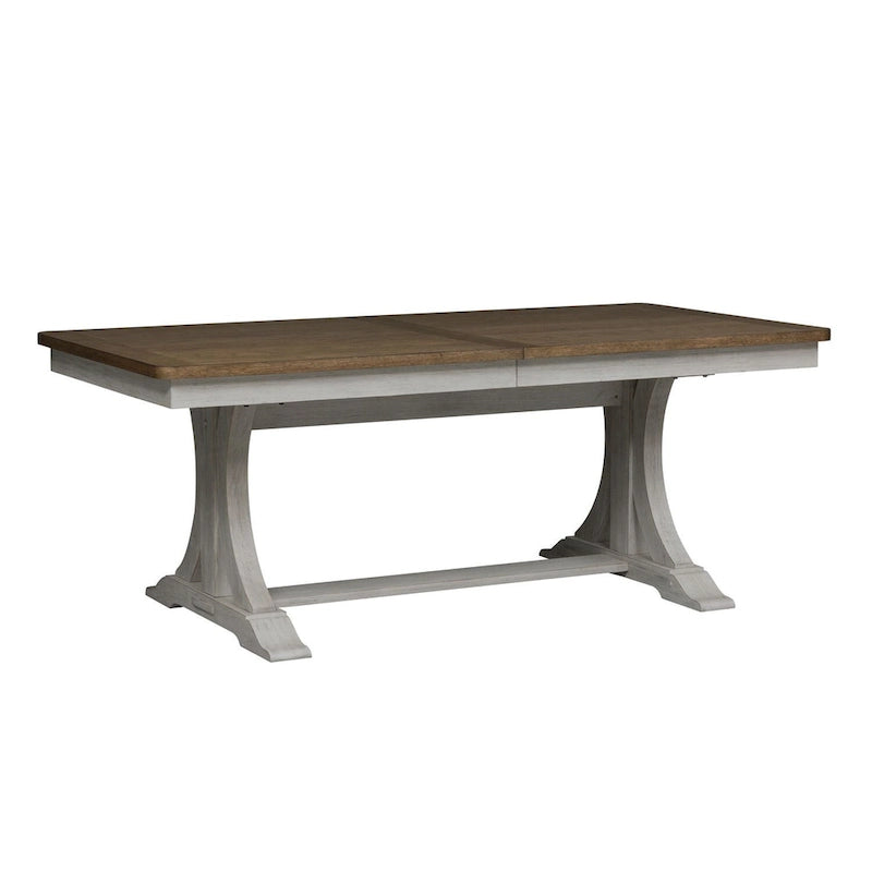 Blanc antique avec table à tréteaux Châtaignier