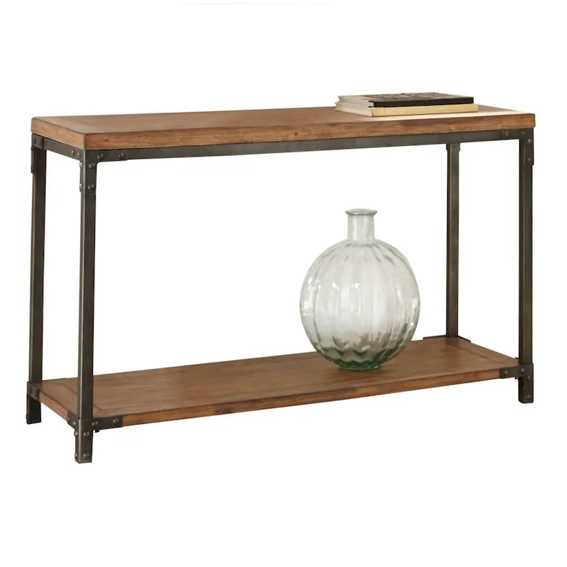 Console industrielle en bois et métal