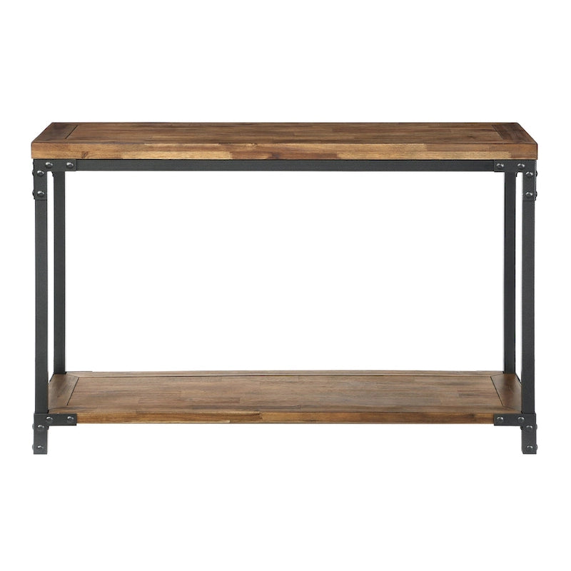 Console industrielle en bois et métal