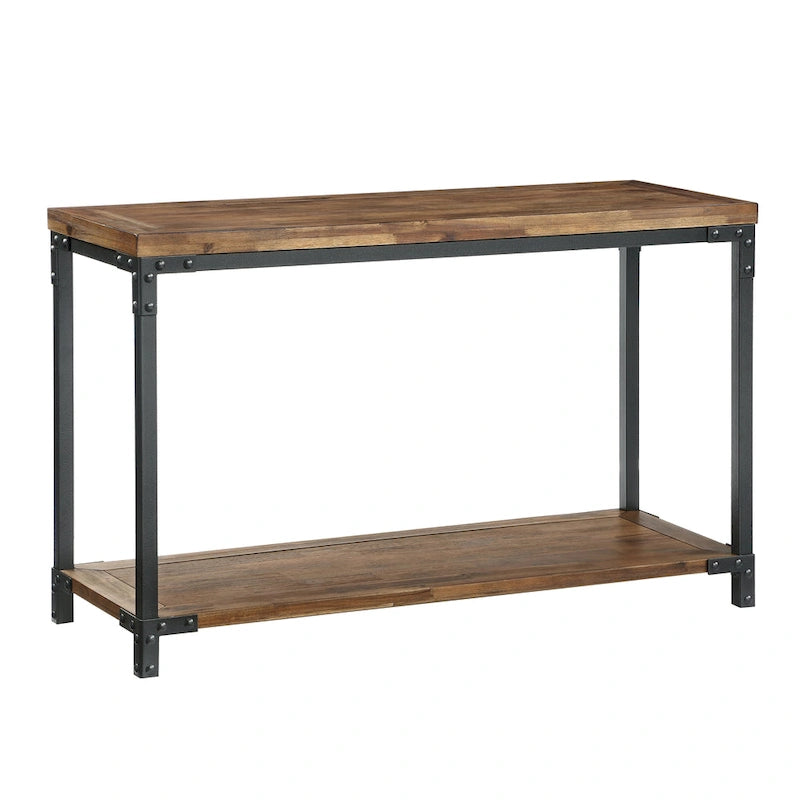 Console industrielle en bois et métal