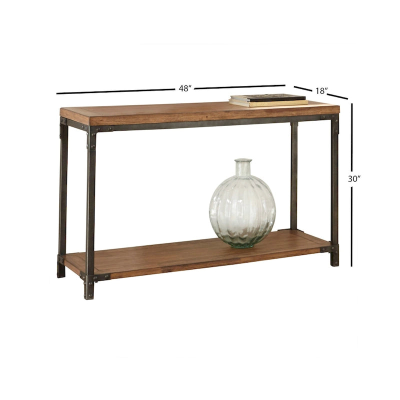 Console industrielle en bois et métal
