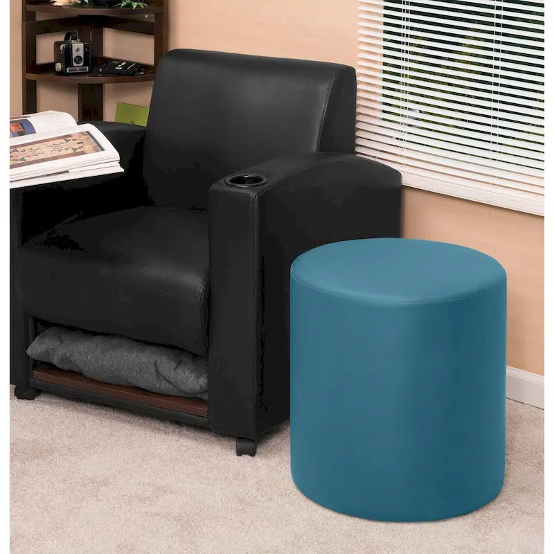 Pouf rond Lane – Bleu paon